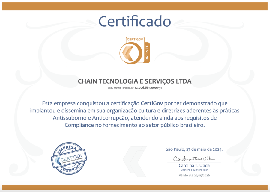 A Chaintech renova certificação CertiGov